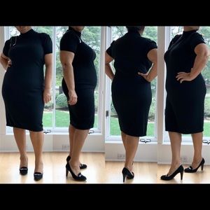 Metro style Cotton Midi Dress, Black SZ.M,